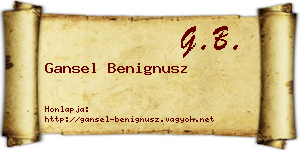 Gansel Benignusz névjegykártya